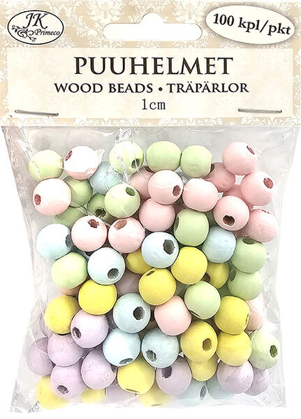 Puuhelmet Pastellilajitelma, eri kokoja