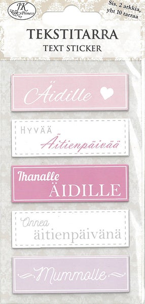 Erilaiset onnittelu tekstitarrat [2 arkkia]