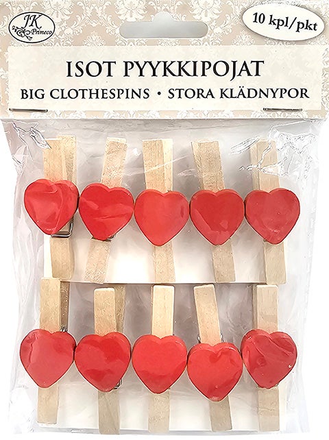 Isot pyykkipojat Syd&auml;n punainen 10kpl